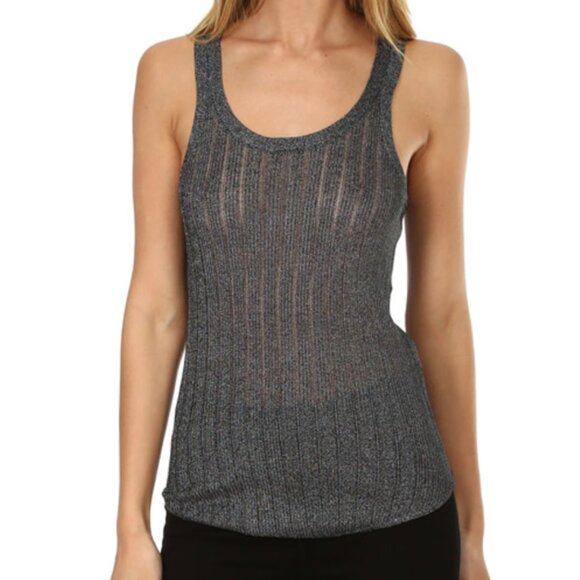 NWOT $215 Sz S/M IRO Steel Grey Shiny Sanik Tank Top - Picture 1 of 6